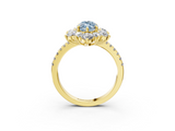 Yellow gold Fancy Blue Marquise  Cut Diamond Floral Halo Pave Band with Prong Setting_40