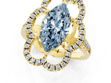 Yellow gold Fancy Blue Marquise Cut Diamond Floral Halo Split Shank Prong Setting Ring_1