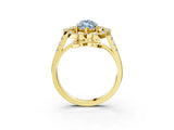 Yellow gold Fancy Blue Marquise Cut Diamond Floral Halo Split Shank Prong Setting Ring_3