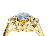 Yellow gold Fancy Blue Marquise Cut Diamond Floral Halo Split Shank Prong Setting Ring_4