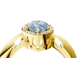 Yellow gold Fancy Blue Marquise  Cut Diamond Halo Engagement Ring with Split Shank and Four-Prong Setting_102