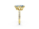 Yellow gold Fancy Blue Marquise Cut Diamond Halo Pave Band with Four-Prong Setting_5