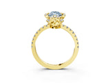 Yellow gold Fancy Blue Marquise Cut Diamond Halo Pave Band with Four-Prong Setting_6