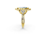 Yellow gold Fancy Blue Marquise Cut Diamond Halo Ring with Pavé Band and Four-Prong Setting_43