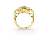 Yellow gold Fancy Blue Marquise Cut Diamond Halo Ring with Pavé Band and Four-Prong Setting_44