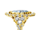 Yellow gold Fancy Blue Marquise Cut Diamond Halo Ring with Pavé Band and Four-Prong Setting_46
