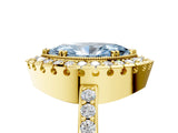 Yellow gold Fancy Blue Marquise Cut Diamond Halo Ring with Pavé Band and Prong Setting_5