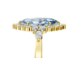 Yellow gold Fancy Blue Marquise Cut Diamond Halo Ring with Pear Side Stones and Prong Setting_68