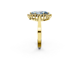 Yellow gold Fancy Blue Marquise  Cut Diamond Halo Ring with Round Brilliant Halo and Solitaire Band_89