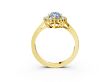 Yellow gold Fancy Blue Marquise  Cut Diamond Halo Ring with Round Brilliant Halo and Solitaire Band_90