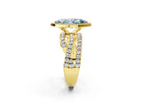 Yellow gold Fancy Blue Marquise Cut Diamond Halo Ring with Round Split Shank and Prong Setting_39