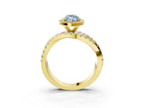 Yellow gold Fancy Blue Marquise Cut Diamond Halo Ring with Round Split Shank and Prong Setting_40