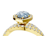 Yellow gold Fancy Blue Marquise Cut Diamond Halo Ring with Round Split Shank and Prong Setting_41