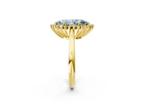 Yellow gold Fancy Blue Marquise  Cut Diamond Halo Ring with Solitaire Band and Prong Setting_55
