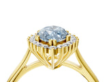 Yellow gold Fancy Blue Marquise  Cut Diamond Halo Ring with Solitaire Band and Prong Setting_57
