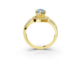 Yellow gold Fancy Blue Marquise Cut Diamond Halo Ring with Split Shank and Bezel Accents and Four-Prong Setting_3