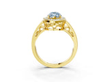 Yellow gold Fancy Blue Marquise Cut Diamond Halo Ring with Split Shank and Bezel Accents and Prong Setting_3