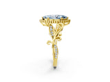 Yellow gold Fancy Blue Marquise Cut Diamond Halo Ring with Vintage Split Shank and Four-Prong Setting_39