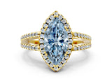 Yellow gold Fancy Blue Marquise Cut Diamond Halo Split Shank Engagement Ring_61