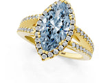 Yellow gold Fancy Blue Marquise Cut Diamond Halo Split Shank Engagement Ring_62