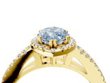 Yellow gold Fancy Blue Marquise Cut Diamond Halo Split Shank Engagement Ring_65