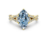 Yellow gold Fancy Blue Marquise Cut Diamond  Halo Twist Band Solitaire Prong Setting Ring_36