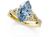 Yellow gold Fancy Blue Marquise Cut Diamond  Halo Twist Band Solitaire Prong Setting Ring_37