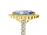Yellow gold Fancy Blue Marquise  Cut Diamond Milgrain Floral Halo Engagement Ring with Pavé Band_20