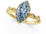Yellow gold Fancy Blue Marquise  Cut Diamond Milgrain Marquise Band with Prong Setting_4