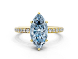 Yellow gold Fancy Blue Marquise  Cut Diamond Pavé Band Ring with Four-Prong Setting_23