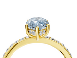 Yellow gold Fancy Blue Marquise  Cut Diamond Pavé Band Ring with Four-Prong Setting_27