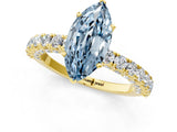 Yellow gold Fancy Blue Marquise Cut Diamond Pavé Band Solitaire Ring with Prong Setting_79