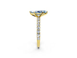 Yellow gold Fancy Blue Marquise Cut Diamond Pavé Band Solitaire Ring with Prong Setting_80