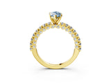 Yellow gold Fancy Blue Marquise Cut Diamond Pavé Band Solitaire Ring with Prong Setting_81