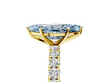 Yellow gold Fancy Blue Marquise Cut Diamond Pavé Band Solitaire Ring with Prong Setting_83