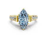 Yellow gold Fancy Blue Marquise  Cut Diamond Pavé Band Solitaire with Four-Prong Setting_18