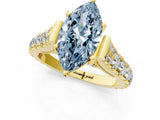 Yellow gold Fancy Blue Marquise  Cut Diamond Pavé Band Solitaire with Four-Prong Setting_19