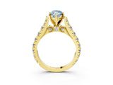 Yellow gold Fancy Blue Marquise  Cut Diamond Pavé Band Solitaire with Four-Prong Setting_21