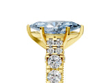 Yellow gold Fancy Blue Marquise  Cut Diamond Pavé Band Solitaire with Four-Prong Setting_23
