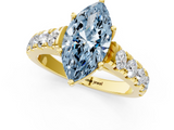 Yellow gold Fancy Blue Marquise  Cut Diamond Pavé Band Solitaire with Four-Prong Setting_4