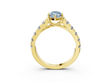 Yellow gold Fancy Blue Marquise  Cut Diamond Pavé Band Solitaire with Four-Prong Setting_6