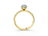 Yellow gold Fancy Blue Marquise  Cut Diamond Pavé Band Solitaire with Four-Prong Setting_6