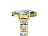 Yellow gold Fancy Blue Marquise  Cut Diamond Pavé Band Solitaire with Four-Prong Setting_8