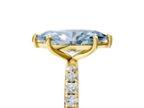 Yellow gold Fancy Blue Marquise  Cut Diamond Pavé Band Solitaire with Four-Prong Setting_8