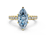 Yellow gold Fancy Blue Marquise  Cut Diamond Pavé Band with Four-Prong Setting_38