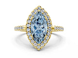 Yellow gold Fancy Blue Marquise Cut Diamond Pavé Halo Ring with Four-Prong Setting_36