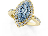 Yellow gold Fancy Blue Marquise Cut Diamond Pavé Halo Ring with Four-Prong Setting_37