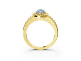 Yellow gold Fancy Blue Marquise Cut Diamond Pavé Halo Ring with Four-Prong Setting_39