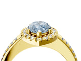 Yellow gold Fancy Blue Marquise Cut Diamond Pavé Halo Ring with Four-Prong Setting_40