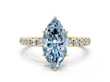 Yellow gold Fancy Blue Marquise Cut Diamond Pavé Solitaire Engagement Ring with Four-Prong Setting_73